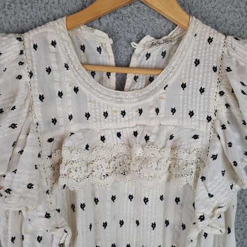 LoveShackFancy Cream Embroidered Lace Whitney Dress Size Small - Picture 2 of 9