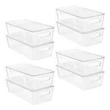 8pcs Clear Organizers and Storage Bins with Lids, Stackable Plastic Storage C...