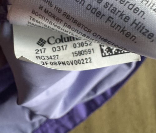 Columbia Chaqueta Abrigo de Lluvia Cremallera Completa Jóvenes Niñas XL Con Capucha Nylon Exterior Púrpura - Imagen 14 de 14