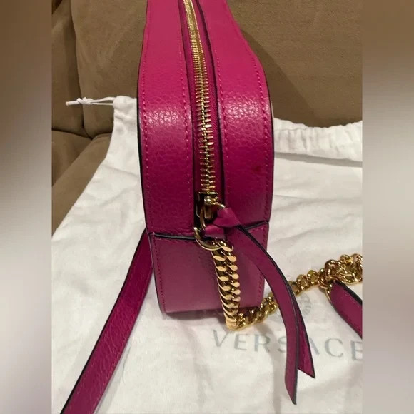 versace calfskin virtus camera bag pink thumbnail 3