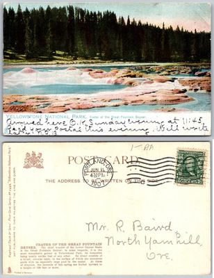 #ad Yellowstone National Park Great Fountain Geyser Postcard $14.42