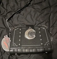New With Tags NWT KILLSTAR Myth Handbag Black Goth Purse One Size Moon Charm 