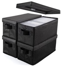 CD Storage Boxes - Pack of 4 CD Case Storage - 13.2" x 5.9" x 4pack-black