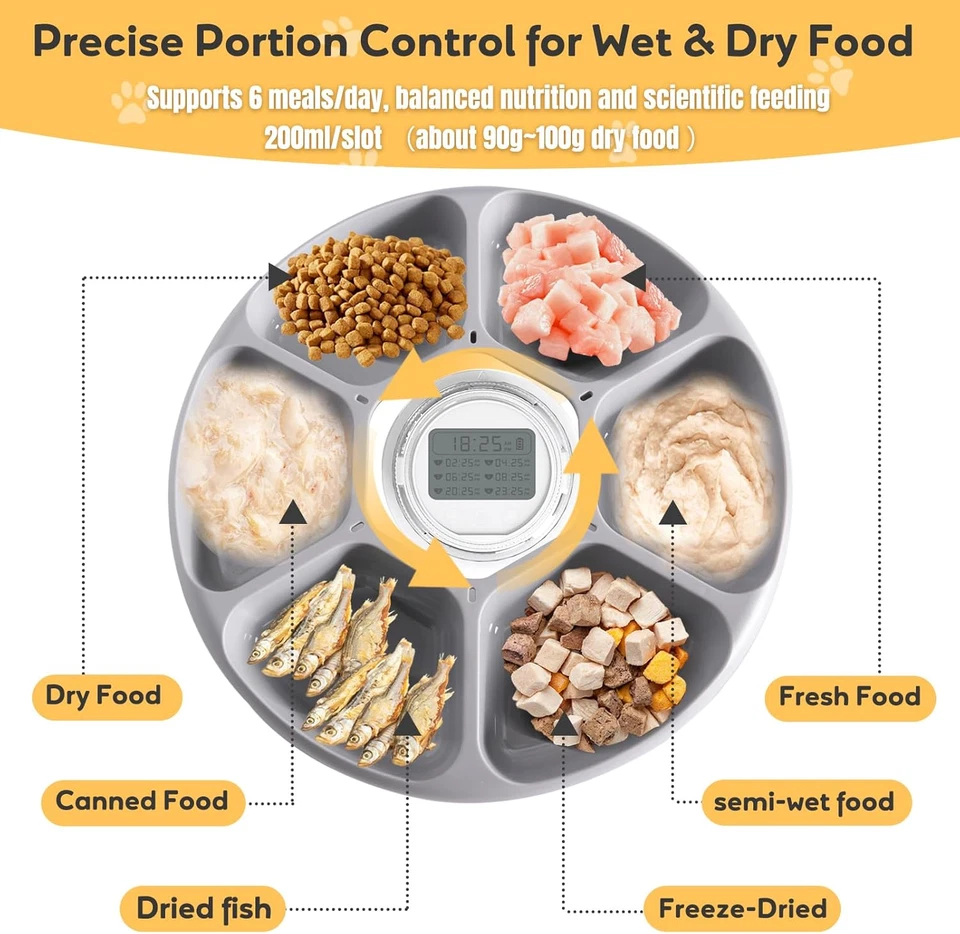 Distributore Automatico Cibo Umido Gatti Cani Dispenser Crocchette Gatto Con Tim - Immagine 3 di 4