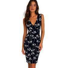Chanel Silk Floral Sleeveless Dress Black 38 Vintage 98P
