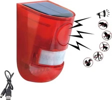 Alarma con Sensor de movimiento de poder solar: Alerta de voz + alarma + luz New