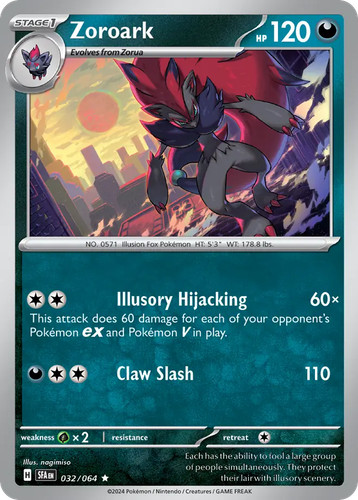 Zoroark 032/064 Holo Rare Shrouded Fable Pokemon Near Mint