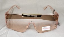 TRUE RELIGION Shield Sunglasses Gold Accent Peach Tinted