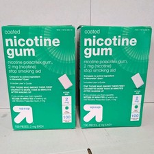 Lot Of 2 Up Up Target Sugar Free Mint Coated Nicotine Gum 2 mg, 100 pcs Ea, 1/26
