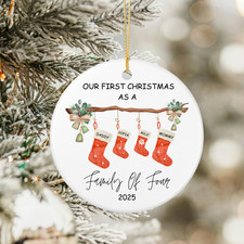 Personalized 2025 Christmas Ceramic Ornament, Our First Christmas Ornament Gift