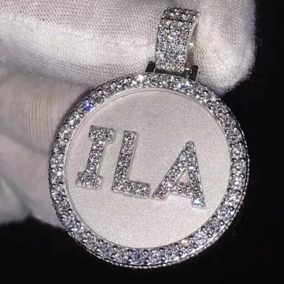 2.00 Ct Round Cut Moissanite Customize Pendant 14k White Gold Plated Silver