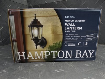 Hampton Bay 14 in 1-Light Black Dusk-to-Dawn Outdoor Wall Light Lantern Sconce