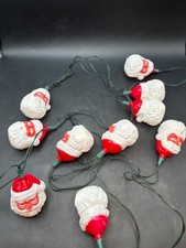 Vintage Light Up Santa Head Face Christmas Decoration Lights Working