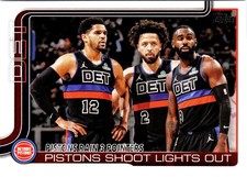 Pistons Rain 3 Pointers 2025-26 Topps #279 Shoot Lights Out Detroit Pistons