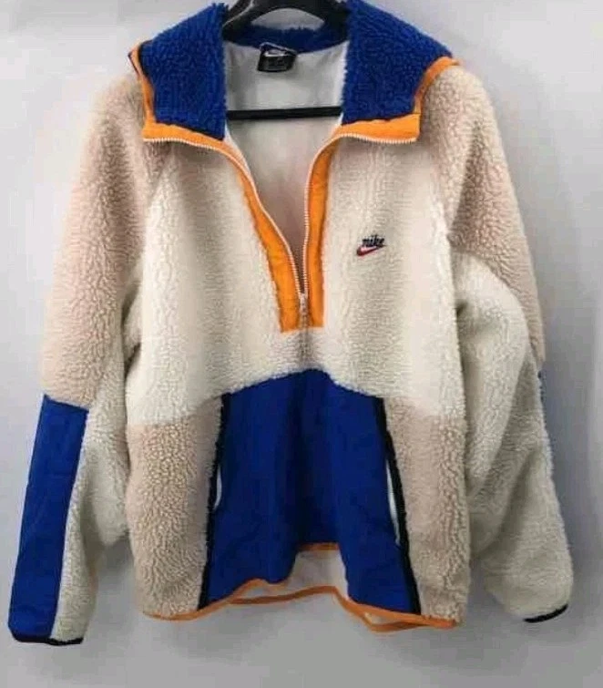 Nike Mens Multicolor Colorblock Long Sleeve Fleece Hooded Anorak Jacket Size XL