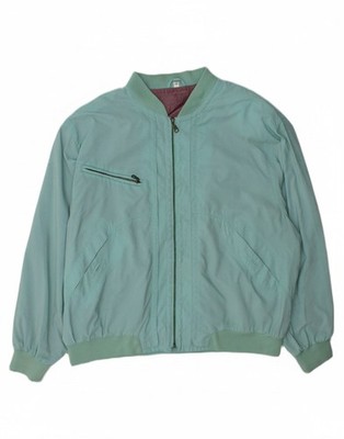 VINTAGE Mens Bomber Jacket IT 54 2XL Turquoise DY71