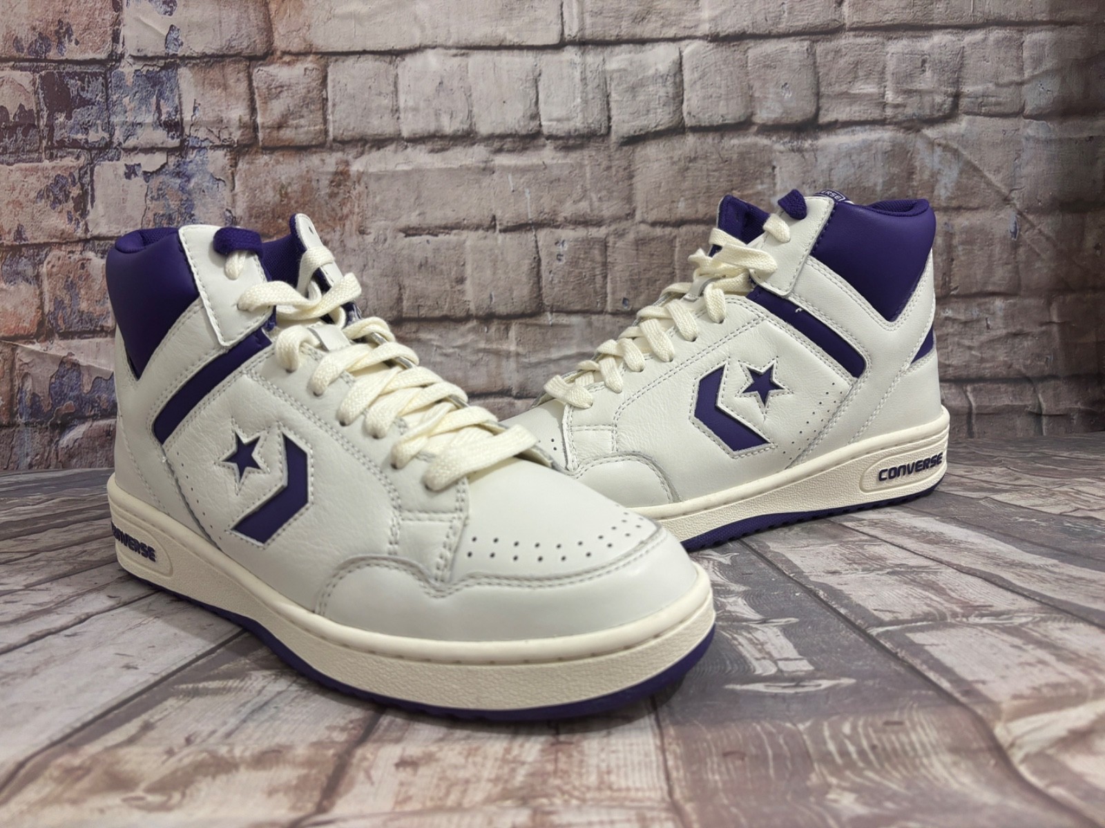 New Vintage Style Converse Weapon White Purple Men's 9.5 Mid