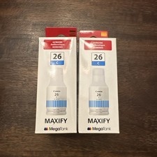 Genuine Canon GI-26 Color Ink Bottles CYAN 2 PACK Brand New