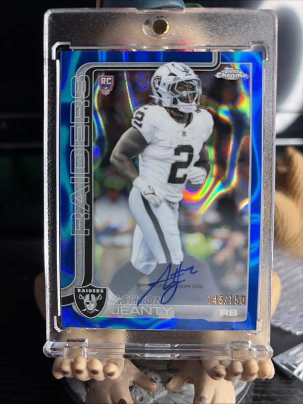 Ashton Jeanty 2025 Topps Chrome Rookie Blue Wave Auto /150