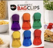 clip'n Magnetic Bag Clips Multi-Color Plastic, 6 Pack