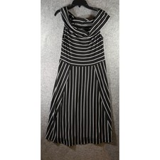 Mossimo Black White Striped Off Shoulder Ribbed Knit Midi Dress XL