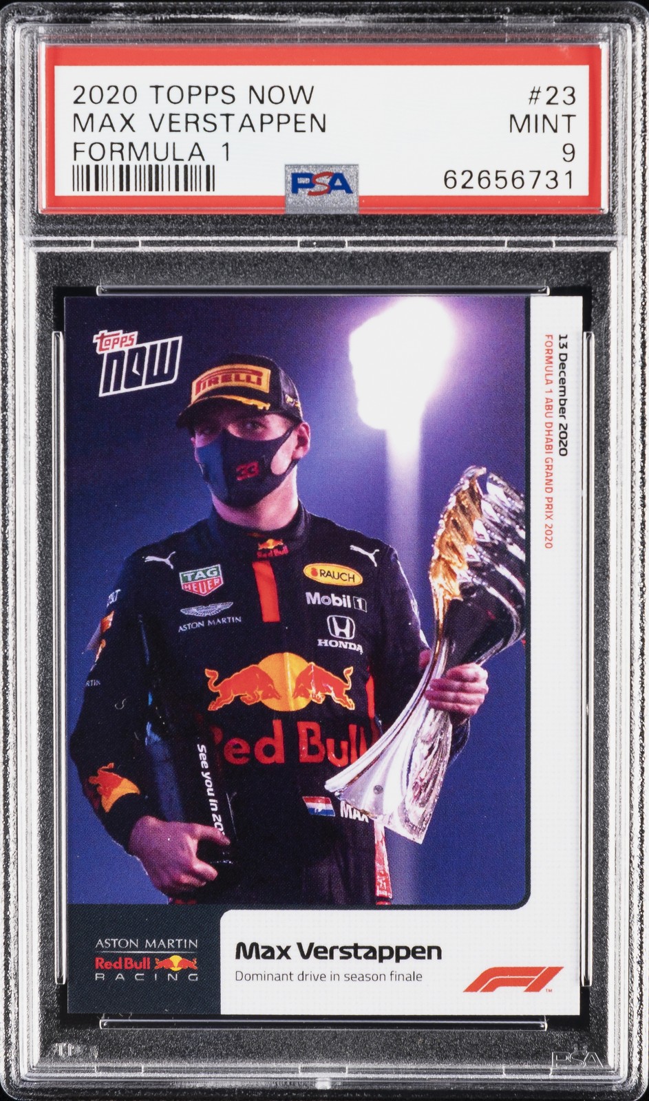 2020 TOPPS NOW FORMULA 1 #23 MAX VERSTAPPEN PSA 9