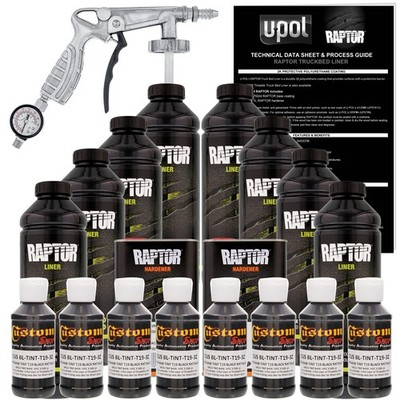 U-POL Raptor Tintable Black Metallic Spray-On Truck Bed Liner Spray Gun, 8 Liter