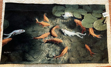 Nancy Howe Koi Fish in Pond Wall Hanging Tapestry LG 5 ft x 2.5 ft Made in USA