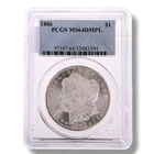 Certified 1886 U.S. Morgan silver dollar  MS64DMPL by PCGS
