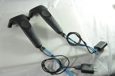 Pair of 2 HTC VR Vive Controllers w/AC Chargers, tested-hold a charge.