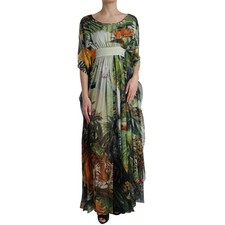 Dolce & Gabbana Multicolor Silk Jungle Print Women Maxi Women's Dress Authentic