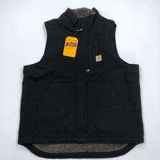 Carhartt Mens Washed Duck Sherpa-Lined Mock-Neck Vest Black OV4277-M Size M NWT