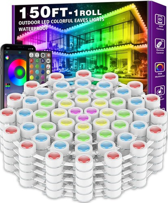 #ad #ad 150FT RGB Outdoor Waterproof Lights with App Remote Music Sync for Holiday Chris $69.99