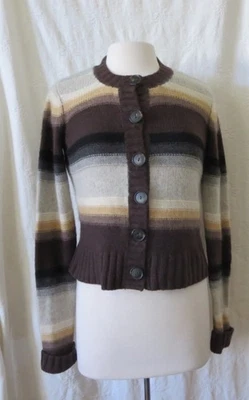 VINCE 100% Cashmere Cardigan Striped Buttons Luxury Large