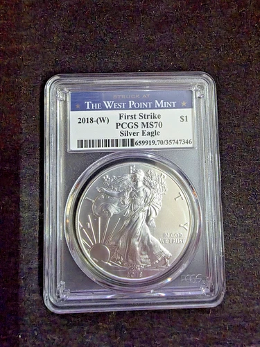 2018-W. FIRST STRIKE PCGS MS70 Silver American Eagle Dollar /The West Point Mint