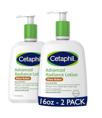 Cetaphil Advanced Radiance Lotion 16oz Shea Butter Dry Skin Moisturizer 2 Pack