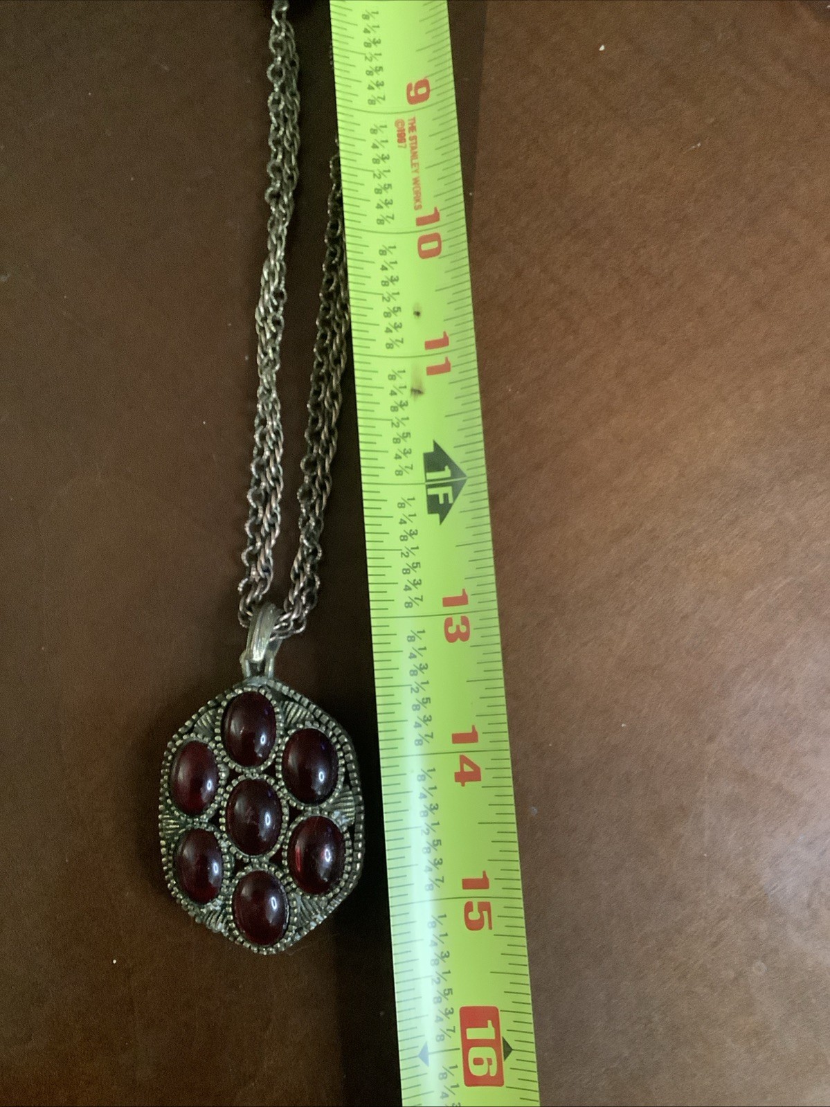 Silver Ruby Stone Pendant with Seven Cabochons an… - image 5