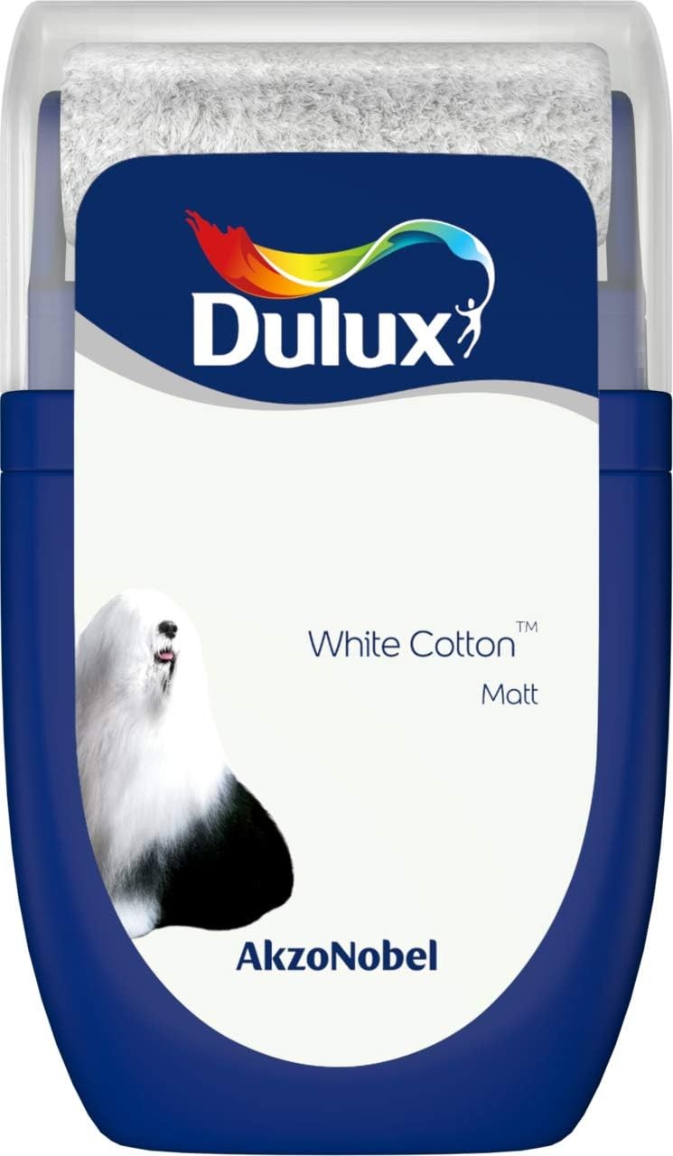 Dulux Walls & Ceilings Tester Paint, White 30 ml (Pack of 1), Cotton