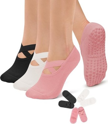 Diu Life Pilates Socks 3 Pack Non Slip Grip Yoga Barre Ballet Dance Women