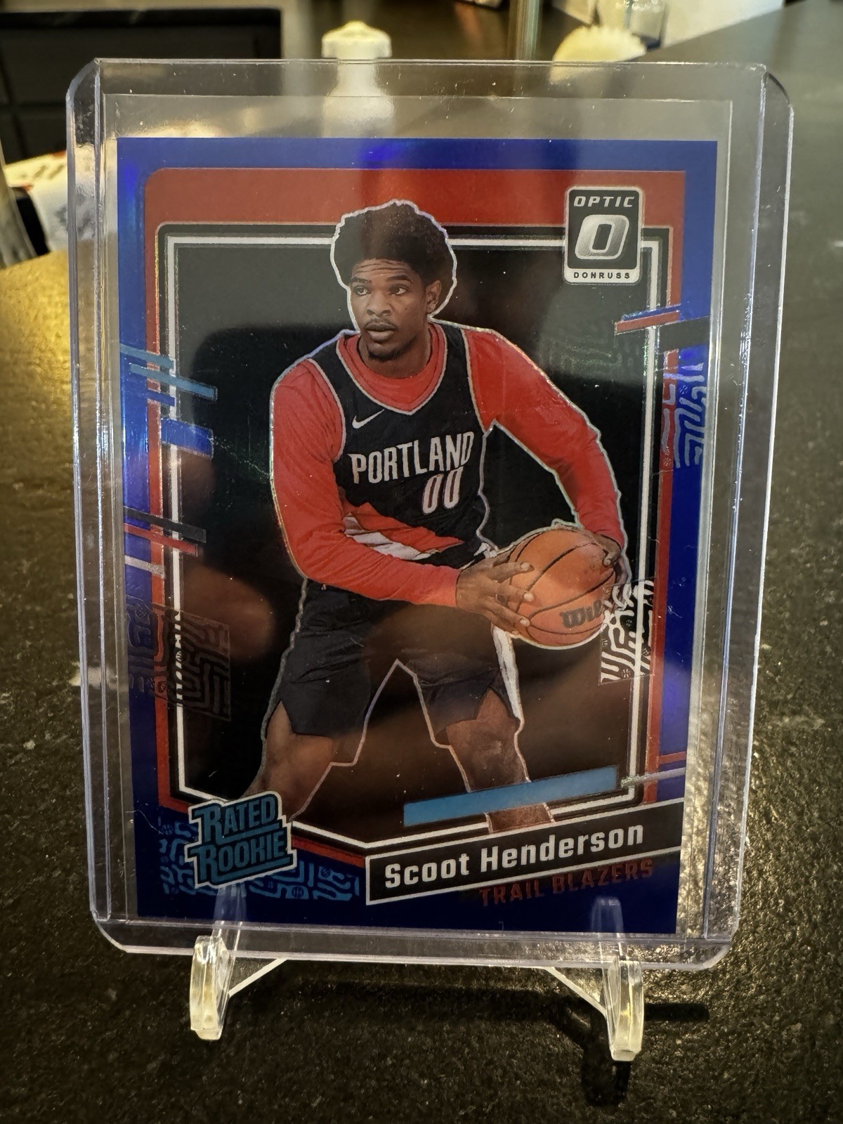 2023-24 Donruss Optic Scoot Henderson Rated Rookie Blue Prizm /49 #239 Blazers