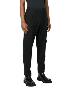 Diesel P-Rhee-Nw Herren Hose W29 Schwarze Wolle Plissiert Zip Cargo RRP283