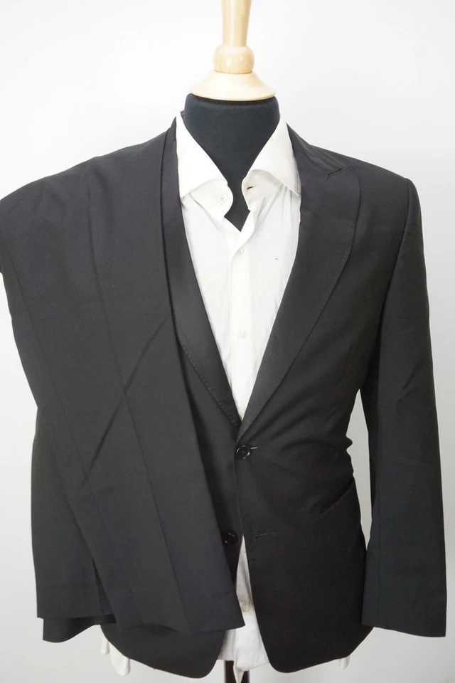 John Varvatos Two Button 100% Wool Black 2 Pc Formal Tuxedo Jacket Pants 36R - Image 4 of 4