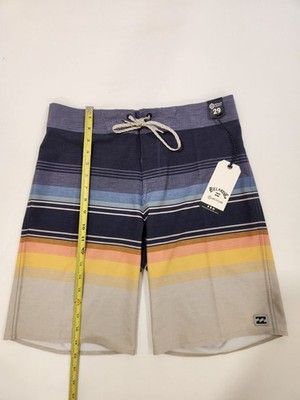 Billabong All Day Pro Board Shorts Stripe Multicolor Swim Trunks Men Size 29