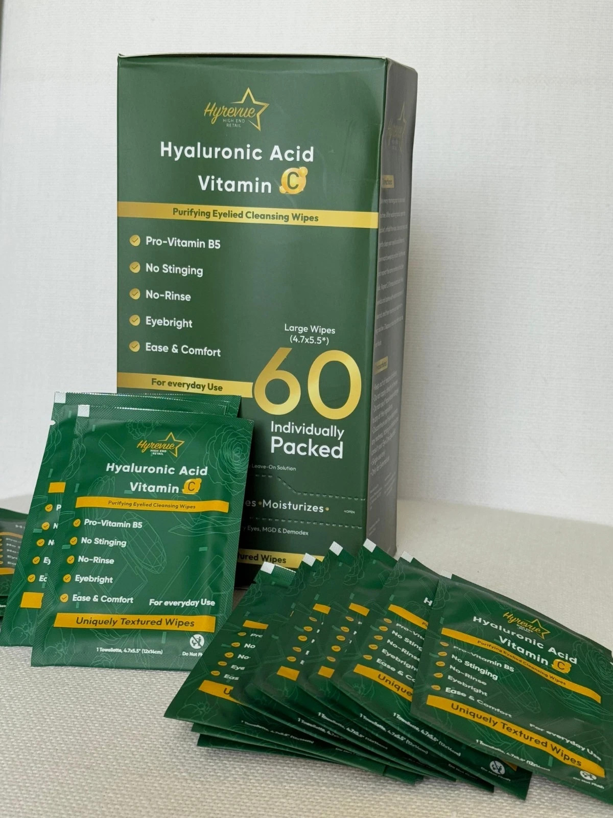 Eyelied Wipes Purified Eyelied Cleansing Wipes with Hyaluronic Acid Vitamin C.