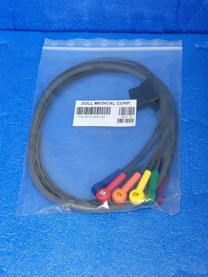 Zoll E Series & M Series ECG V-Lead 12 Lead Precordial Patient Cable 8000-1008 - Image 2 of 4