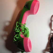 Retro Corded Telephone Handset Pink Green for Home Office Vintage Style Landline