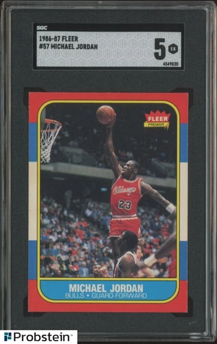 1986-87 Fleer Basketball #57 Michael Jordan RC Rookie HOF SGC 5 " LOOKS NICER "