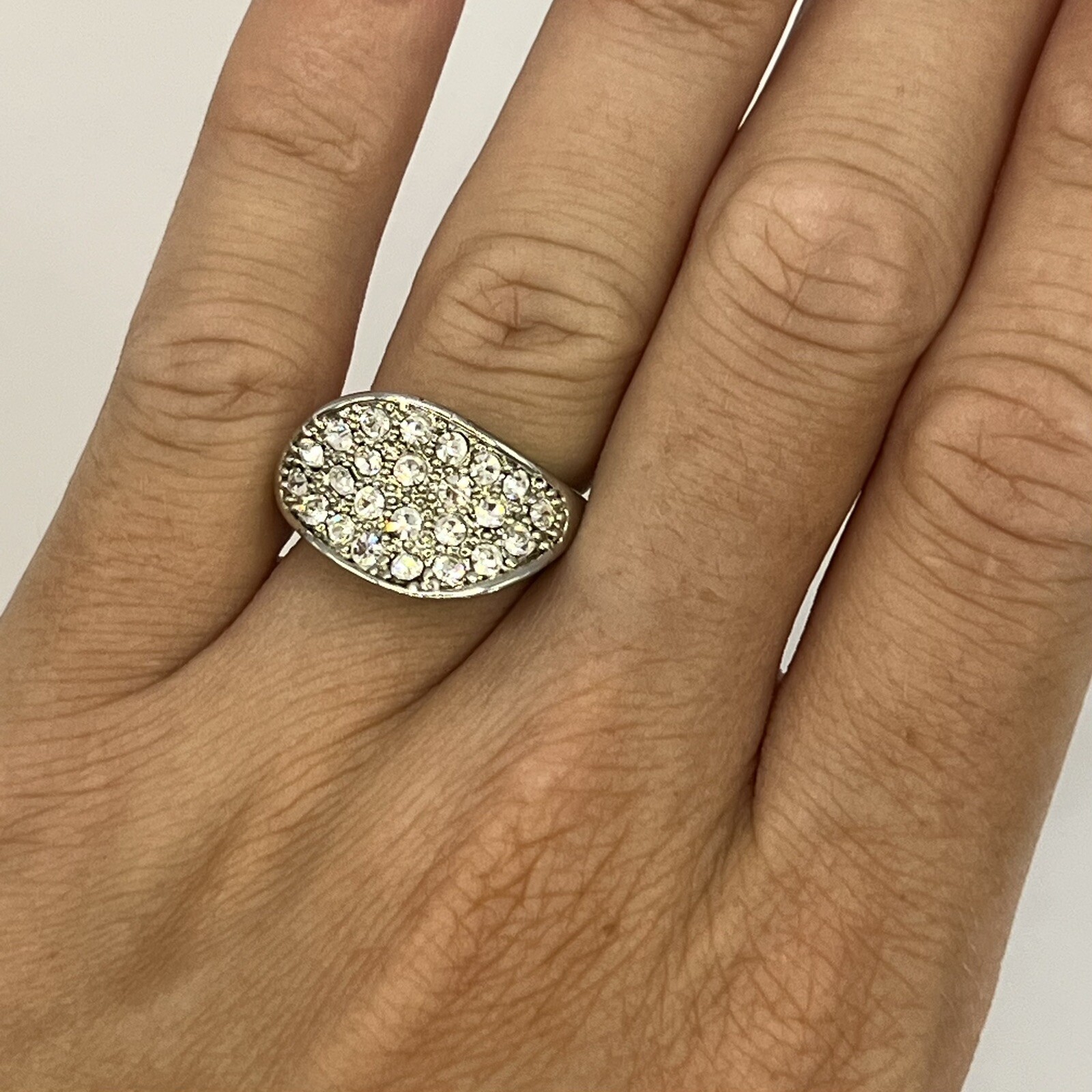 Mesmerizing Bombe Silver Rhinestone Ring - image 1