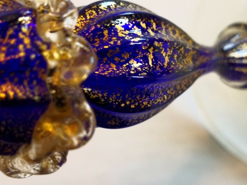 Murano art glass chalice goblet collectible cobalt blue signed Venice italy - Picture 5 of 11