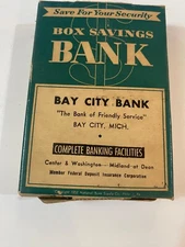 Advertising Cardboard Bank Box Rpsenbury Garber Buick- Bay City, Mich.~ AD218